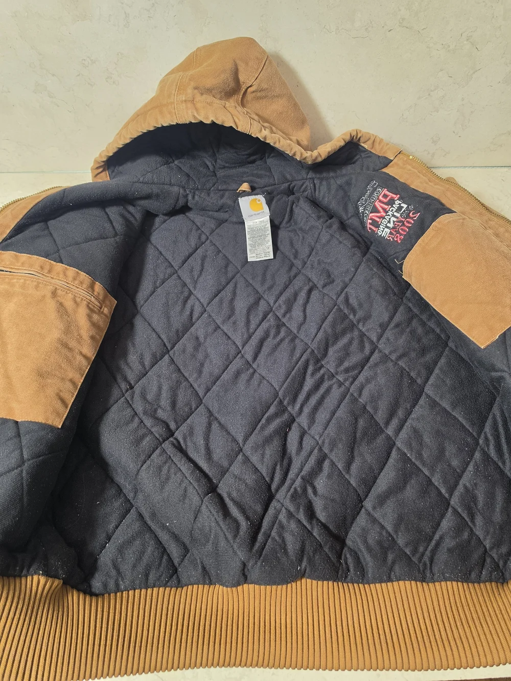 Carhartt J130 brown hooded work wear jacket Medium